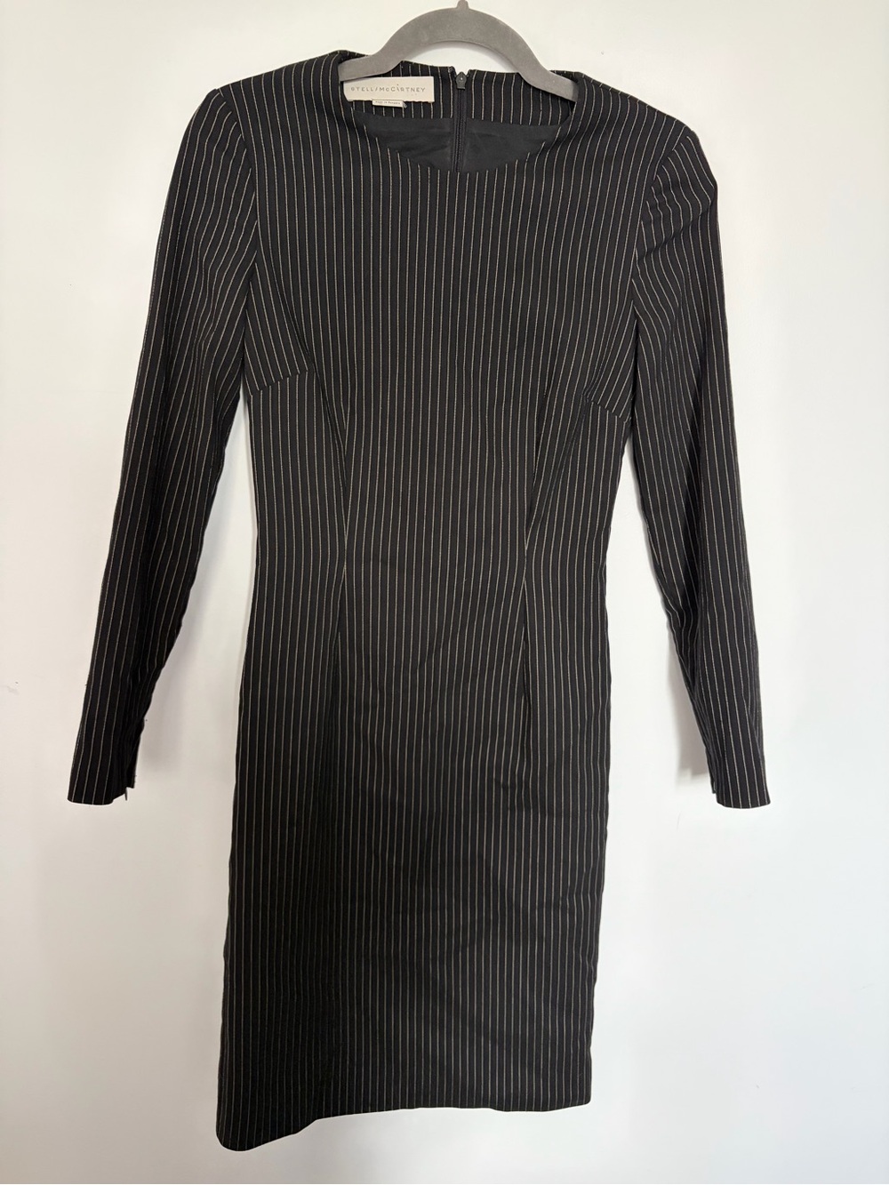 Stella McCartney Wool-Blend Pin-Striped Long-sleeve Dress - Size 40